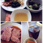 焼肉の名門 天壇 銀座店 - 白いたれで頂く焼肉。サラダやお惣菜は食べ放題。