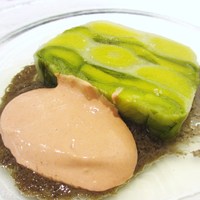 ルメルシマン オカモト - ポロ葱のテリーヌ　鶏のレバームースとトリュフのヴィネグレット