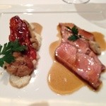 イベリコ豚のロースト 茸とベーコンのリゾット添え