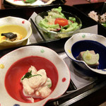 肉匠松屋 - 旬菜四品、特製十八穀ごはん