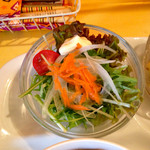 アリクイ食堂 - 副菜の一つ、野菜サラダ。特に変わったメニューではないが、注文されてから器に盛るので、シャキッとした歯ごたえがうれしい。