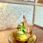 間取りカフェ - 「オーガニックソイジェラート」700円　抹茶の他に、バニラとチョコレートも。（乳製品・卵不使用）セットでお得にお召し上がりいただけます。
