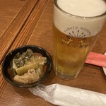 やまと庵 - お通し300円　生ビール590円