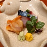 銀座 しのはら - お造り　豊後水道の鯖と徳島県の赤貝