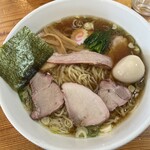 白河手打中華 賀乃屋 - チャーシュー麺(味玉入り)麺大盛り