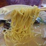 杵築ラーメン - 少しウエーブのかかったイニシエ麺