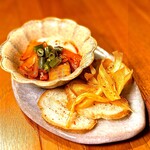 和韓ブランチ 熾き火 - コリアンポーチドエッグ バゲット添え