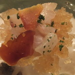 ワインレストラン ドミナス - 鯛とコンソメジュレ＋からすみのアミューズ