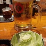 屋台屋 博多劇場 - 最初の一杯目ドデカ生ビール