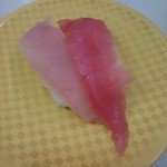 魚べい - まぐろ・びん長まぐろ 合い盛 1皿２貫108円