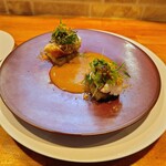 affetto akita - 焼きなすソテーに魚介。ウロコパリパリ激ウマ♡♡