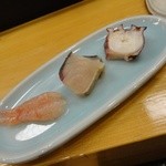 梅乃寿司 - アカエビ　サワラ　タコ