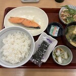 なか卯 - 料理写真:銀鮭朝食(鶏小鉢)