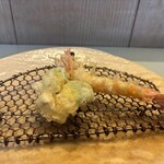 てんぷら 鶴吉 - さいまきえびとロマネスコ