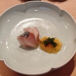 登喜和鮨 - 寒鰆漬け、蕪のみぞれ和え