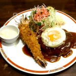 洋食SAEKI - 有頭エビフライとハンバーグのセット