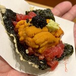 天婦羅 みやしろ - 海苔天（漬けまぐろ　うに　キャビア　山葵）