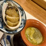 天婦羅 みやしろ - 鮑の肝ソースシャブシャブ