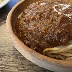 マイヨール - ✅辛いミートソーススパゲティ¥1.300
　※キャッシュオンリー