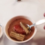 DOSA KING - 豆のスープ　味噌汁みたいな感覚かな　「しかしこのヘンテコなキュウリみたいな野菜が物議を醸す」