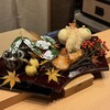 和 ごころ 彦 - ブリの照り焼き、車海老のカダイフ揚げ、あん肝ロール、金柑の白和え、くわい煮、アカナマコのナマコ酢