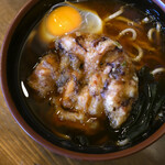 伊藤松吉商店 - 料理写真:げそ天そば(太そば変更＋50円)@税込650円＋生たまご@税込100円
