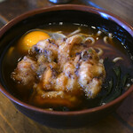 伊藤松吉商店 - げそ天そば(太そば変更＋50円)@税込650円＋生たまご@税込100円
