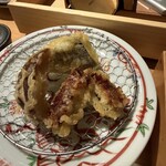 知多家 - うなぎと季節野菜の天ぷら(冬なのに季節野菜はナスでした)