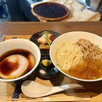 らぁ麺 紫陽花 - つけ麺(麺2種盛りver)大盛、味玉