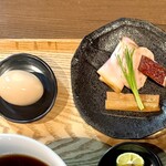 らぁ麺 紫陽花 - つけ麺別皿トッピング、味玉