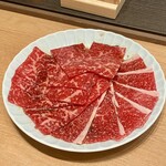 京都焼肉 天壇 1965 SENGAWA - 木屋町コース＠5,000円、「京うす切り～伝統の薄切り」白 ＆「京うす切り～伝統の薄切り」赤2人前