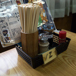 角屋食堂 - 卓上の調味料。