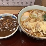文殊 - そば定食（カレー）700円+ちくわ天140円+玉子50円