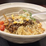 Craft Ramen BiT - 限定 鹿肉の赤ワイントマト煮込み混ぜそば。ボロネーゼのような強い肉感で美味。この日だけなのが残念。