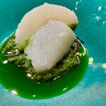 Ji-Cube - 【椒麻魷花】 イカの塩味炒め 九条葱と四川山椒のソース