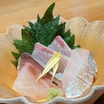 西銀 ぼたん - お造り。太刀魚が嬉しい