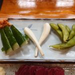 柿島屋 - 盛り合わせ 460円（きゅうり・枝豆・エシャロット）