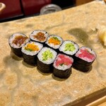 銀座 久兵衛 - 干瓢、沢庵、胡瓜、ネギトロ