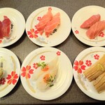 にぎりの徳兵衛 - 蒸し牡蠣　本まぐろ赤身　大トロ　中トロ　ぶり幽庵漬　なめたがれい