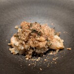 霜止出苗 - タラとタチのパエリア　松茸の粉がけ