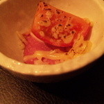 鴨スモークとアメーラトマトの炙りチーズ