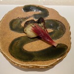 天扇 - 鰆の西京焼き　茗荷甘酢　ちょい火入れがしっかりかな。