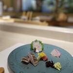 天扇 - お造り　穴子　鯛　太刀魚　黒鮪トロ