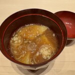 佐たけ - 揚げナスと茗荷の味噌汁