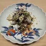 佐たけ - 墨イカの和え物（茗荷、ねぎ、カシューナッツ）　◎
      〝香りと食感のコントラストが楽しい〟