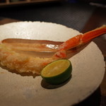 銀座 座屋 - 蟹足の天ぷら 塩で 2014.12.1x