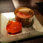 銀座 座屋 - 甘味 柿の戻しシャーベット 紅茶のババロアとアイス 2014.12.1x