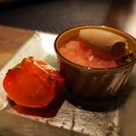 銀座 座屋 - 甘味 柿の戻しシャーベット 紅茶のババロアとアイス 2014.12.1x