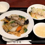 健康中華庵 青蓮 - 健康中華織 青蓮 日本橋店 秋季限定 牡蠣あんかけ焼きそば 税込1,280円