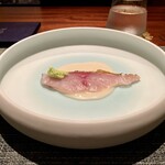 蒼 - 神経〆しまあじの藁焼き お米と中国甘酒のヴィネグレットソース